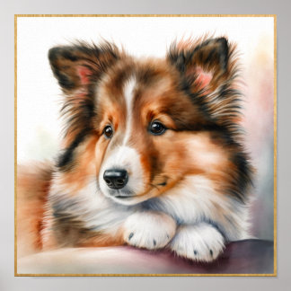 Poster Sheepdog Adorável Trabalho de arte