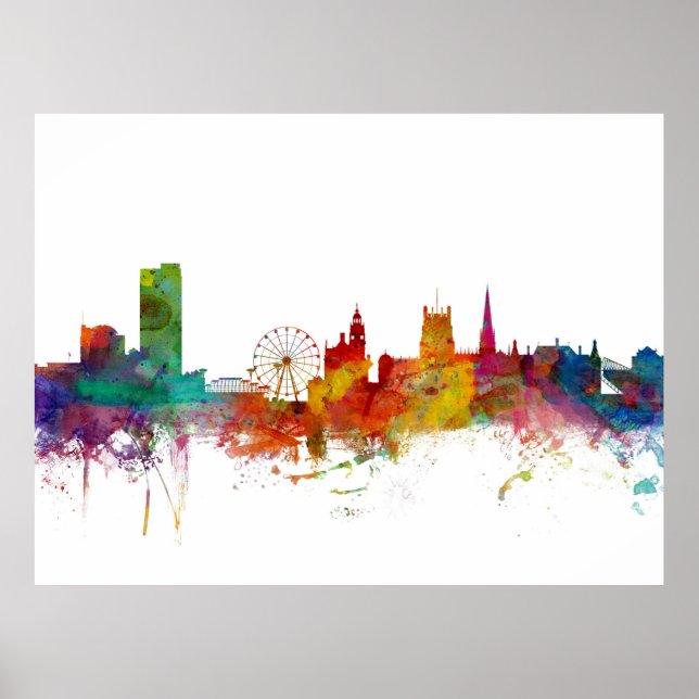 Poster Sheffield England Skyline (Frente)