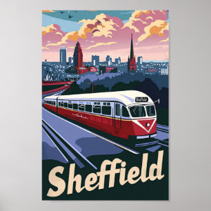 Poster Sheffield Excelente Grã-Bretanha Ilustração Viagem