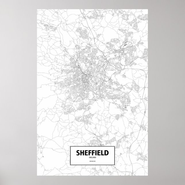 Pôster Sheffield, Inglaterra (preto no branco) (Frente)