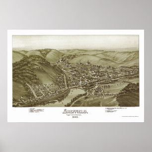 Pôster Sheffield, mapa panorâmico do PA - 1895