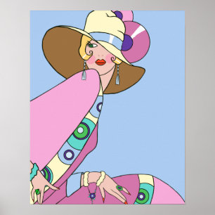 Poster Shelby, 1920s Lady in Blue and Pink
