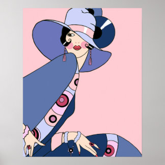 Pôster Shelby, 1920s Lady in Pink and Blue