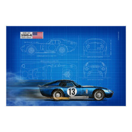 Pôster shelby Daytona Coupe Blueprint