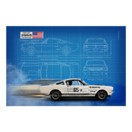 Pôster Shelby Mustang 350GT Blueprint