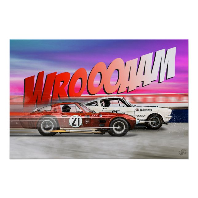 Pôster Shelby Mustang vs Stingray Grand Sport (Frente)