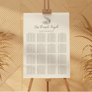 Poster Shell Beach Ocean Wedding 16 Gráficos de Mesa