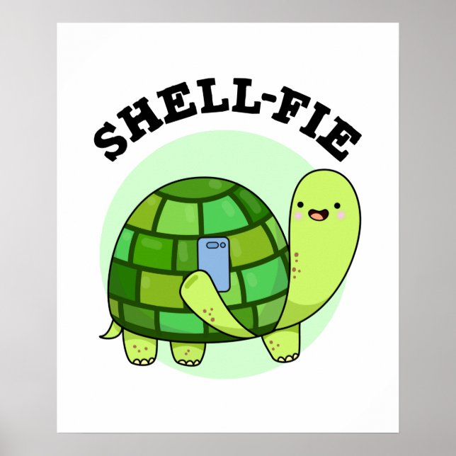 Poster Shell-fie Funny Tortoise Selfie Pun (Frente)