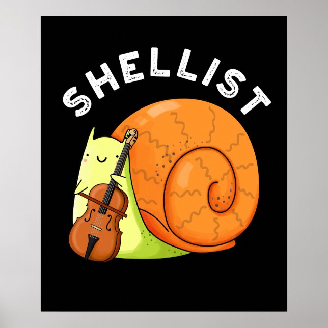 Poster Shellist Funny Snail Cello Pun Dark BG (Frente)