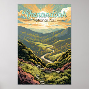Poster Shenandoah National Park Illustration Viagem Retro