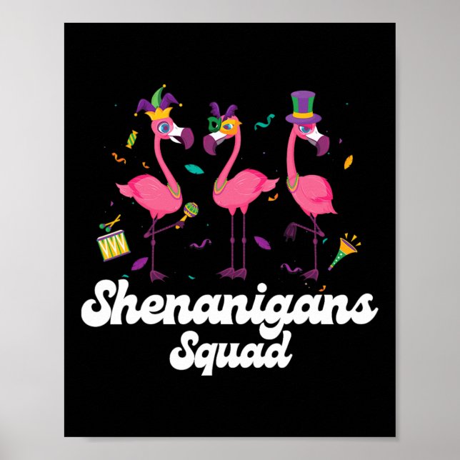 Poster Shenanigans Squad Mardi Gras Flamingo Party Parade (Frente)