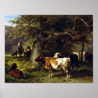 Poster Shepherd and Cow Herd at the Pond