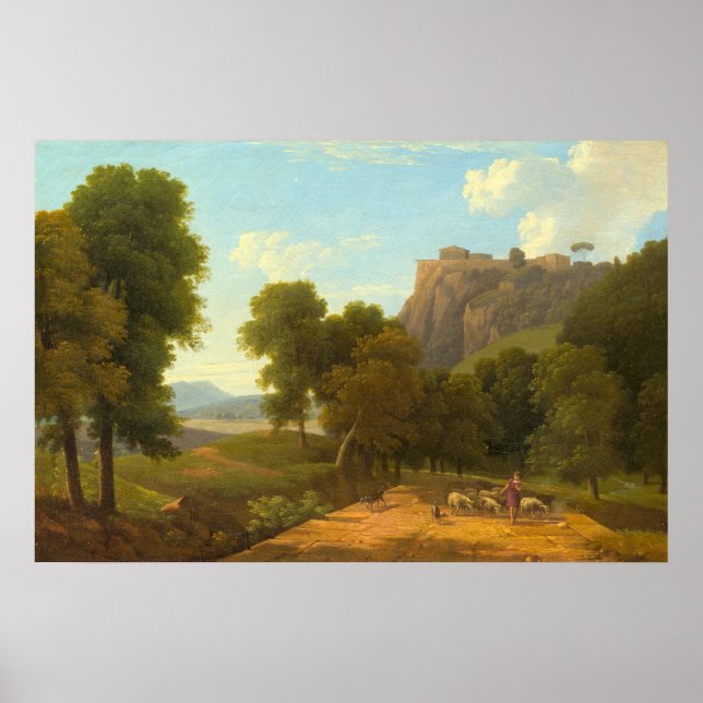 Poster Shepherd with Flock - Jean-Victor Bertin Fine Art (Frente)