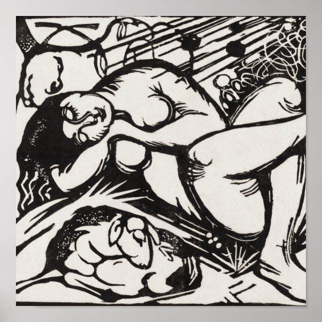 Poster Shepherdese Dormindo Franz Marc Woodcut (Frente)