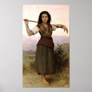 Pôster Shepherdess de William-Adolfo Bouguereau-The