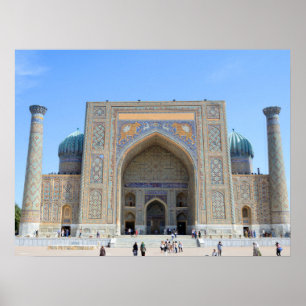Poster Sher-Dor Madrasah em Samarkand, Uzbequistão