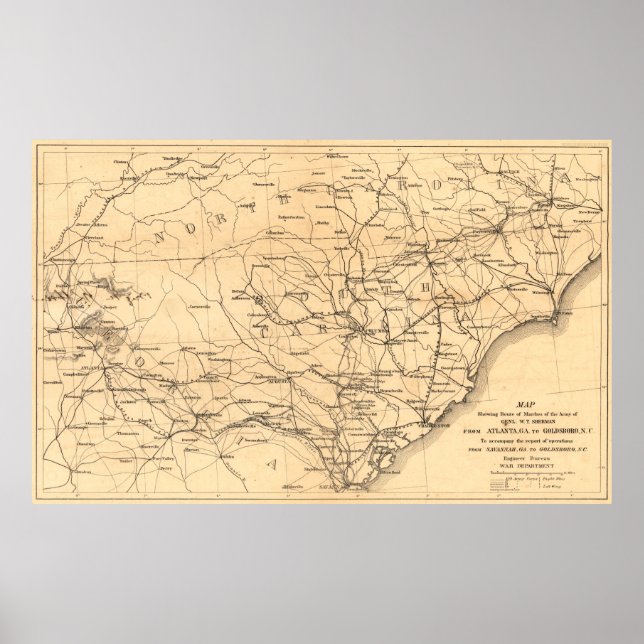 Pôster Sherman de Atlanta a Goldsboro (Frente)