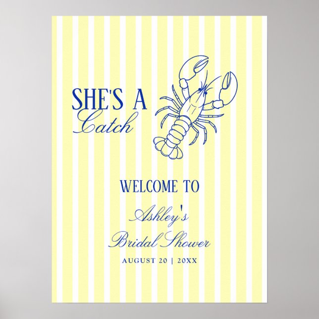 Poster She's A Catch Coastal Bridal Shower Welcome (Frente)