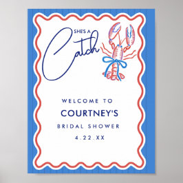 Poster She's A Catch Coastal Lobster Bridal Shower