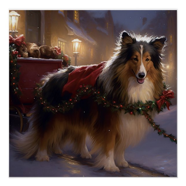 Pôster Shetland Sheepdog Christmas Fesason Season (Frente)