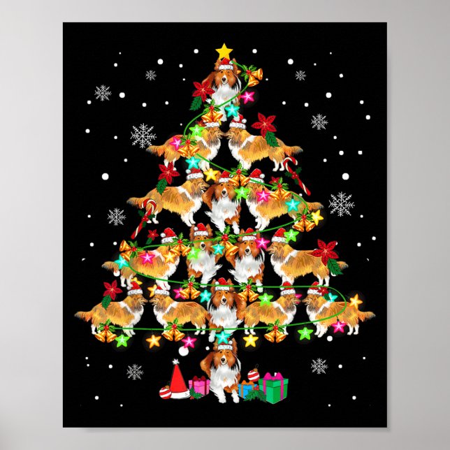 Poster Shetland Sheepdog Christmas Tree Funny Sheltie Chr (Frente)