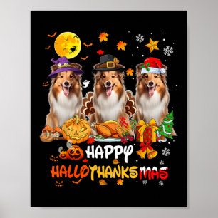 Poster Shetland Sheepdog Dog Feliz Dia das Bruxas