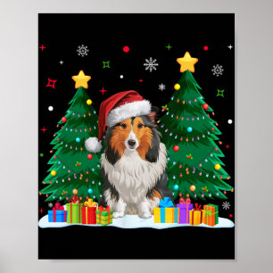 Poster Shetland Sheepdog Dog Lover Santa Hat Ugly Christm