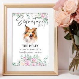Poster Shetland Sheepdog Dog Signature Drage Sinal