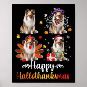 Poster Shetland Sheepdog Halloween Hallot Feliz