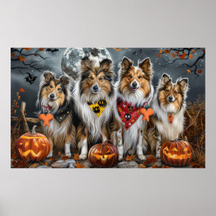 Poster Shetland Sheepdog Halloween Spooky