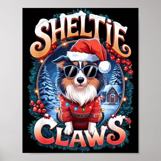 Poster Shetland Sheepdog Owner Costume Sheltie Claws Chri (Frente)