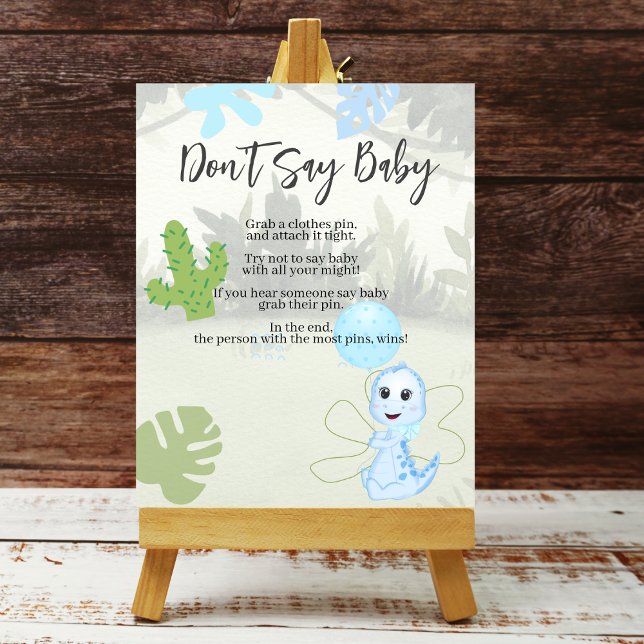 Poster Shhh Don't say Baby Blue Dinosaur Balon (Criador carregado)