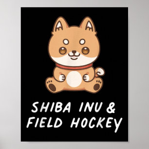 Poster Shi Inu E Hóquei de Campo Kawaii Esportes Japonês
