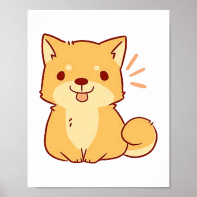 Poster Shiba, cão Kawaii (Frente)