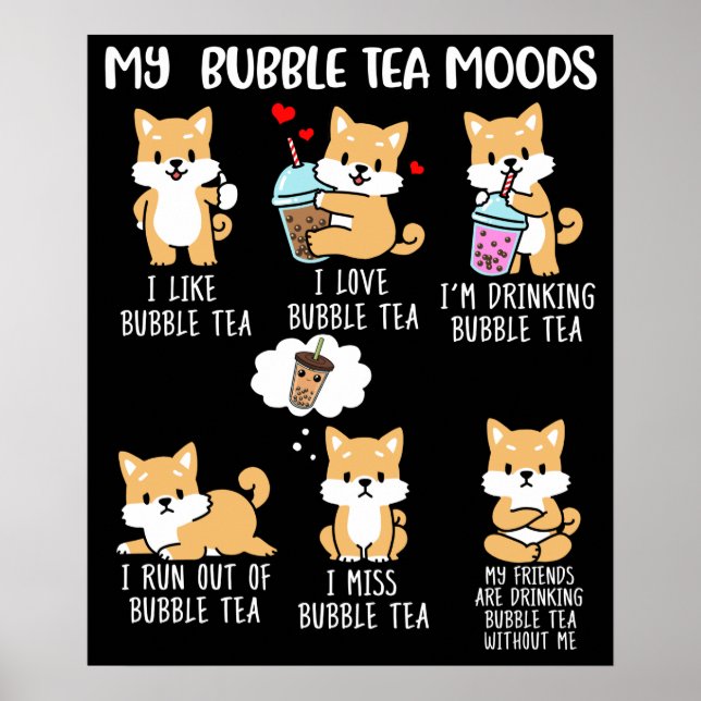 Poster Shiba Inu Bubble Tea Women Boba Tea Dog Bubble Tea (Frente)