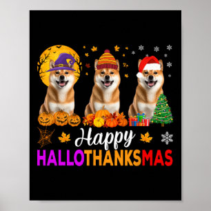 Poster Shiba Inu Cachorro Halloween Hallothanksmas 1