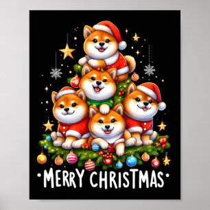 Poster Shiba Inu Cães Feliz Natal Xmas Oferece Natal