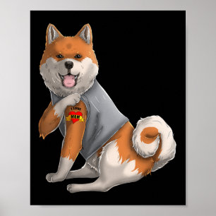 Poster Shiba Inu Eu Amo Mamãe Tatuagem Camiseta de cão En