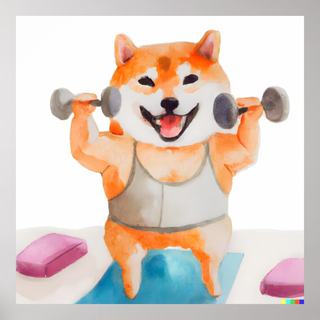 Poster Shiba Inu Praticando Praça Yoga (Frente)