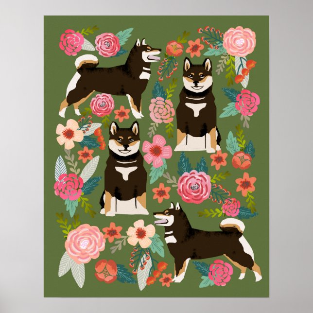 Poster Shiba Inu - Preto e bronzeado - Arte de Parede (Frente)