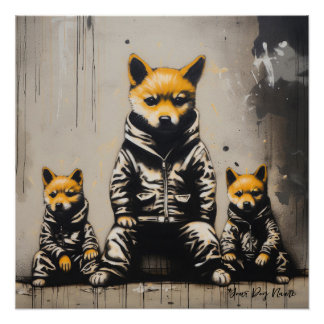 Pôster Shiba Inu Puppy Dogs 002 Amigável - Raimon Paladi