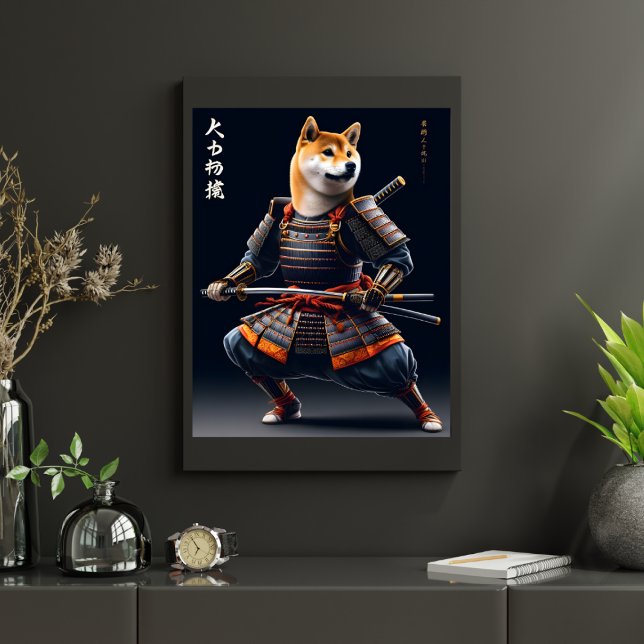Pôster Shiba Inu Retrato Samurai Muro do Guerreiro Japonê (Criador carregado)