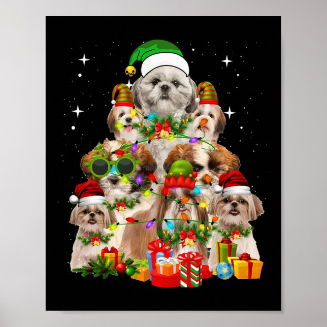 Poster Shih Tzu Árvore de Natal (Frente)