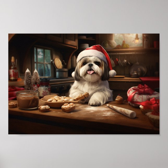 Poster Shih Tzu Christmas Cookies Festivo Foliday (Frente)