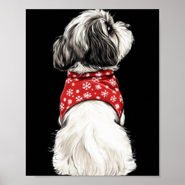 Poster Shih Tzu Christmas Lights Dog Lover Xmas Pajama Pu (Frente)