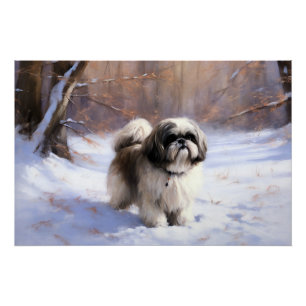 Pôster Shih Tzu Deixe-O Neve Natal