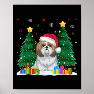 Poster Shih Tzu Dog Amadurece Santa Hat Feio Suor de Nata