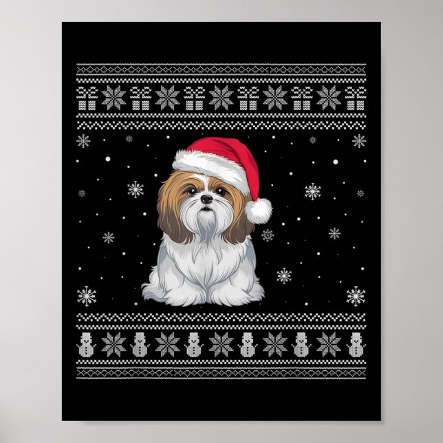 Poster Shih Tzu Dog Lovers Men Women Santa Ugly Xmas Swea (Frente)