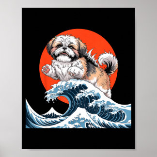 Poster Shih tzu dog shihtzu dog japanese art shitzhu funn