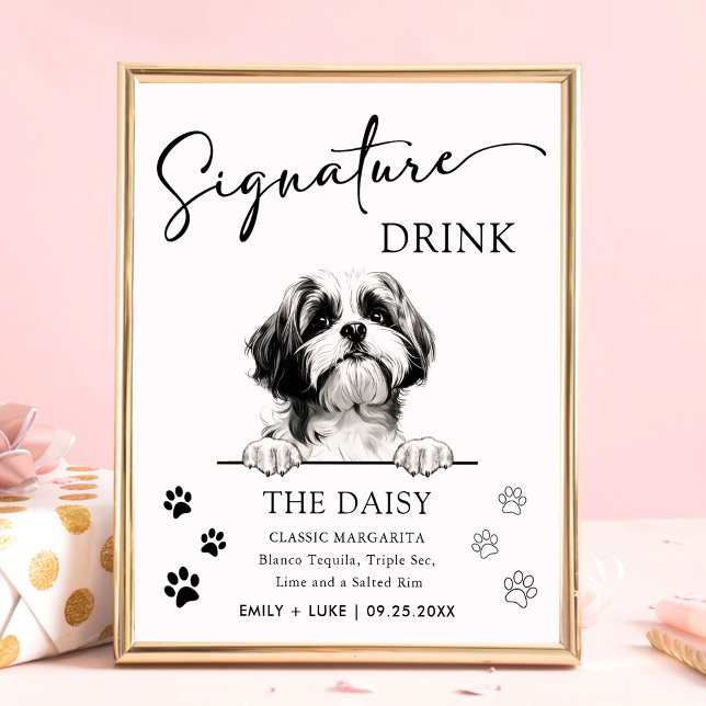 Poster Shih Tzu Dog Signature Drink Sign (Criador carregado)